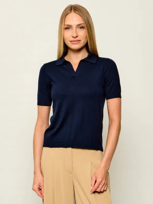 Weekend MaxMara Jedwabne polo Wkdroncolo | Slim Fit granatowy