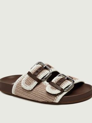 Weekend MaxMara Klapki WKABONITO | z dodatkiem skóry beżowy