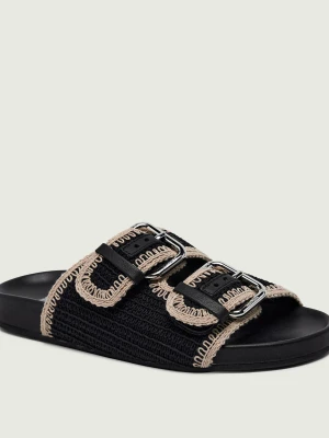 Weekend MaxMara Klapki WKABONITO | z dodatkiem skóry czarny
