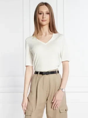 Weekend MaxMara Lniany t-shirt BRUNATE | Regular Fit