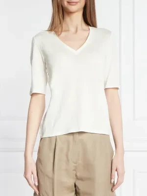 Weekend MaxMara Lniany t-shirt BRUNATE | Regular Fit