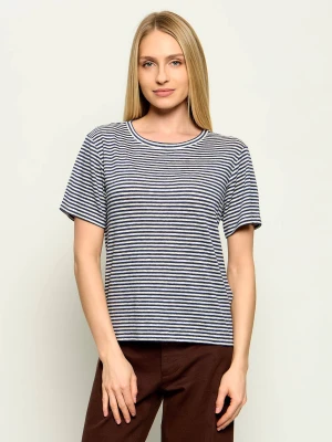 Weekend MaxMara Lniany t-shirt Wkdpelota | Regular Fit granatowy