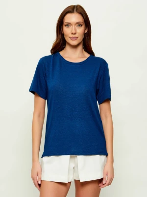 Weekend MaxMara Lniany t-shirt Wkdpelota | Regular Fit granatowy