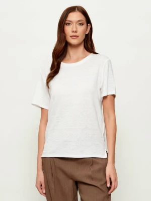 Weekend MaxMara Lniany t-shirt WKDPELOTA | Regular Fit biały