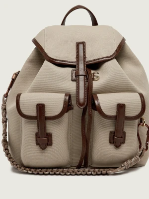 Weekend MaxMara Plecak Wkapopoli | z dodatkiem skóry beżowy