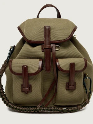 Weekend MaxMara Plecak Wkapopoli | z dodatkiem skóry oliwkowy