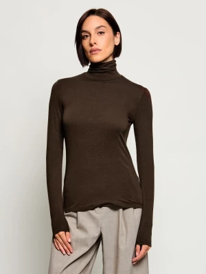 Weekend MaxMara Półgolf Wkdmultif | Slim Fit brązowy