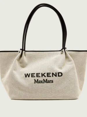 Weekend MaxMara Shopperka Wkagetto | z dodatkiem skóry beżowy