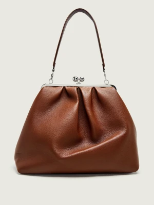 Weekend MaxMara Skórzana shopperka Wkabambola Pasticcino brązowy