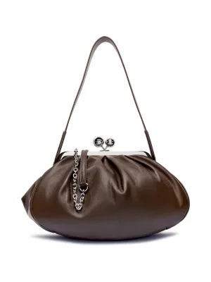 Weekend MaxMara Skórzana torebka na ramię CUBICO Pasticcino