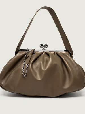 Weekend MaxMara Skórzana torebka na ramię Pasticcino Provino brązowy