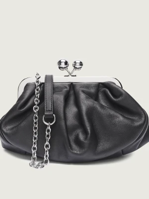 Weekend MaxMara Skórzana torebka na ramię PRATI Pasticcino czarny