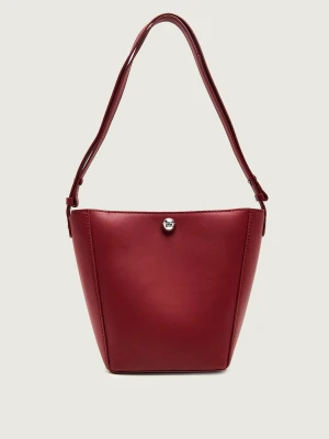 Weekend MaxMara Skórzana torebka na ramię + saszetka Wkadonna bordowy