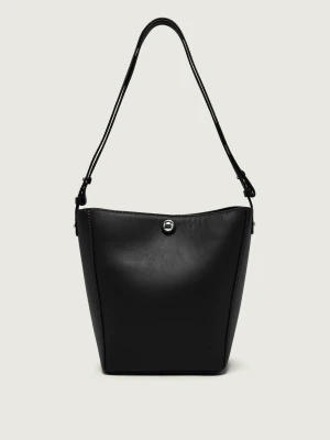 Weekend MaxMara Skórzana torebka na ramię + saszetka Wkadonna czarny