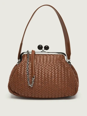 Weekend MaxMara Skórzana torebka na ramię Wkaere Pasticcino brązowy