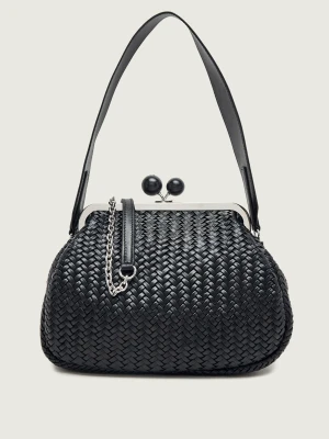 Weekend MaxMara Skórzana torebka na ramię Wkaere Pasticcino czarny