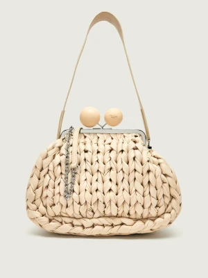 Weekend MaxMara Skórzana torebka na ramię WKALIBERO Pasticcino beżowy