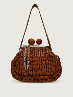Weekend MaxMara Skórzana torebka na ramię WKALIBERO Pasticcino brązowy