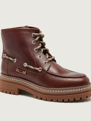 Weekend MaxMara Skórzane botki Wkapantone brązowy