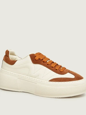 Weekend MaxMara Skórzane sneakersy Wkatessile | zamsz ecru