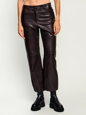 Weekend MaxMara Skórzane spodnie Wkddeserto | Regular Fit brązowy