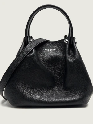 Weekend MaxMara Skórzany kuferek + saszetka Wkadritto czarny