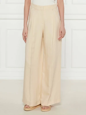 Weekend MaxMara Spodnie VELIERO | Relaxed fit | z dodatkiem lnu beżowy