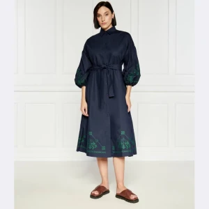 Weekend MaxMara Sukienka z paskiem OSSOLA | z dodatkiem lnu