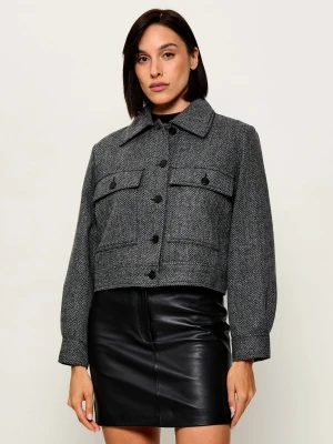 Weekend MaxMara Wełniana kurtka Wkdginnasta | Cropped Fit grafitowy