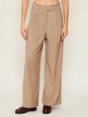 Weekend MaxMara Wełniane spodnie GLOBALE | Relaxed fit beżowy