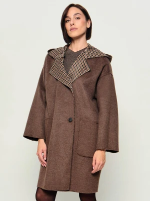 Weekend MaxMara Wełniany dwustronny płaszcz Wkdbalta brązowy