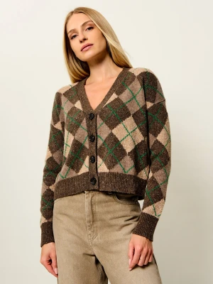Weekend MaxMara Wełniany kardigan Wkdabile | Cropped Fit brązowy