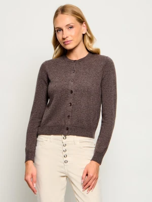 Weekend MaxMara Wełniany kardigan Wkderoico | Regular Fit | z dodatkiem kaszmiru brązowy