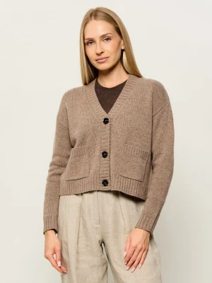 Weekend MaxMara Wełniany kardigan Wkdfilmato | Cropped Fit beżowy