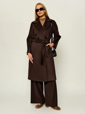 Weekend MaxMara Wełniany płaszcz Wkdresina brązowy