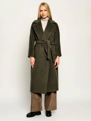 Weekend MaxMara Wełniany płaszcz Wkdtempera oliwkowy