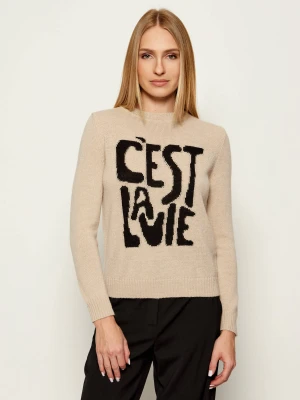 Weekend MaxMara Wełniany sweter NITRA | Regular Fit beżowy