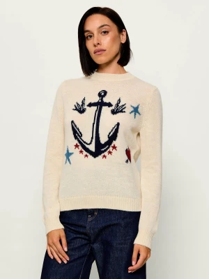 Weekend MaxMara Wełniany sweter Wkdnitra | Regular Fit beżowy