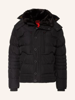 Wellensteyn Kurtka Puchowa Starstream Z Odpinanym Kapturem Wykończona Sztucznym Futrem schwarz
