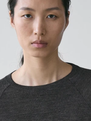 Wełniana Koszulka Z Rękawem Raglanowym - Szary Antracytowy - - Massimo Dutti - Kobieta