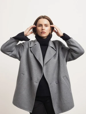 Wełniana kurtka damska, krótki płaszcz dwurzędowy AURA LAÏF