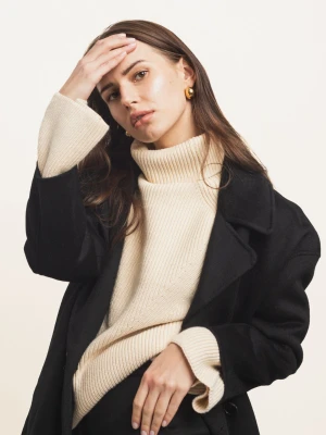 Wełniana kurtka damska, krótki płaszcz dwurzędowy AURA LAÏF