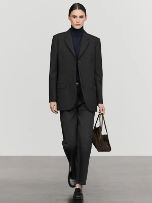 Wełniana Marynarka Na Trzy Guziki - Ciemnoszary - Massimo Dutti - Female