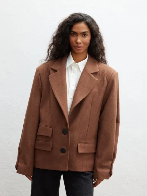 Wełniana marynarka o prostym kroju w kolorze CAMEL - RICHMOND-UNI Marsala