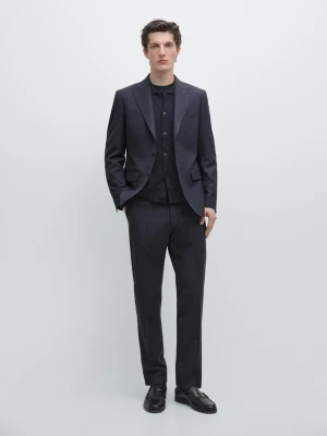 Marynarka Od Garnituru Z Wełny Tropik - Indygo - - Massimo Dutti - Mężczyzna