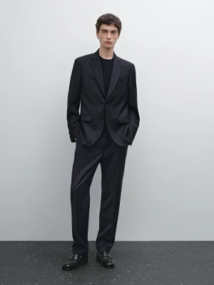 Wełniana Marynarka Od Garnituru W Prążki - Granatowy - - Massimo Dutti - Mężczyzna