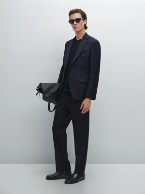 Wełniana Marynarka Od Garnituru W Prążki - Granatowy - - Massimo Dutti - Mężczyzna