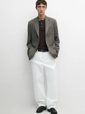 Wełniana Marynarka Tailored W Kratkę - Norkowy - Massimo Dutti - Male