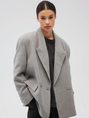 Wełniana marynarka w PASKI w kolorze GREY- BEXLEY-S/M Marsala