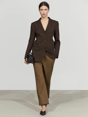 Wełniana Marynarka Z Guzikami - Brązowy - Massimo Dutti - Female